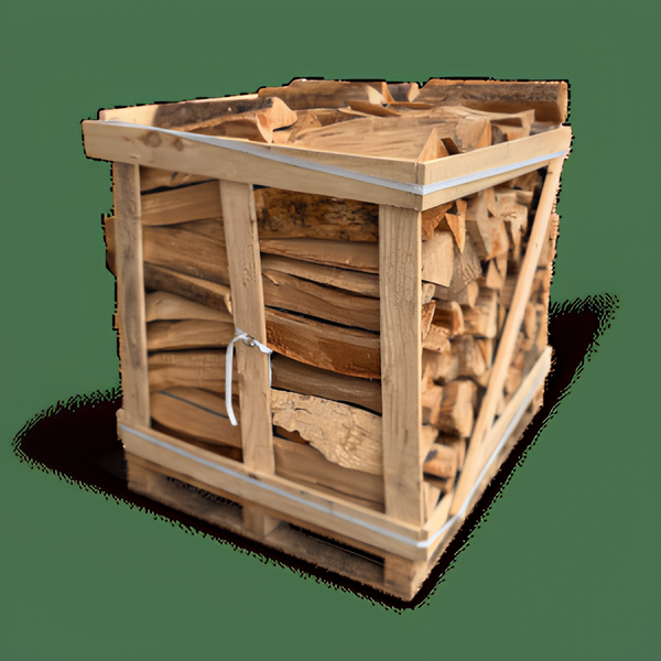 Palet de troncos premium de 50 cm: 1,3 metros cúbicos apilados en seco y vaporizados