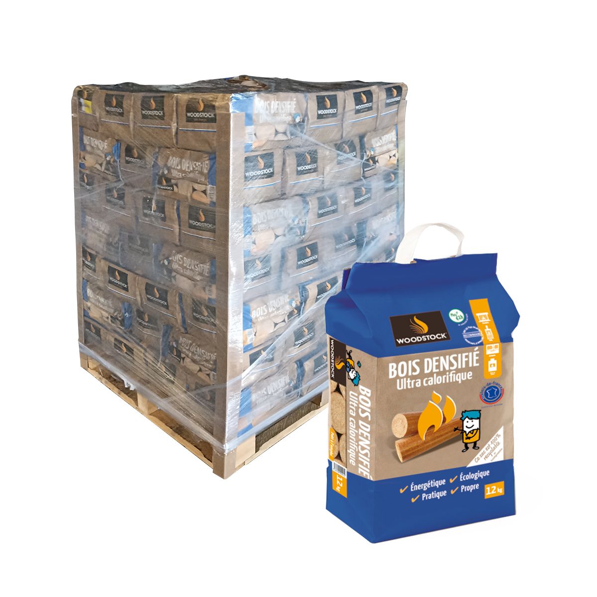 Palet de madera densificada WOODSTOCK de 8 x 84